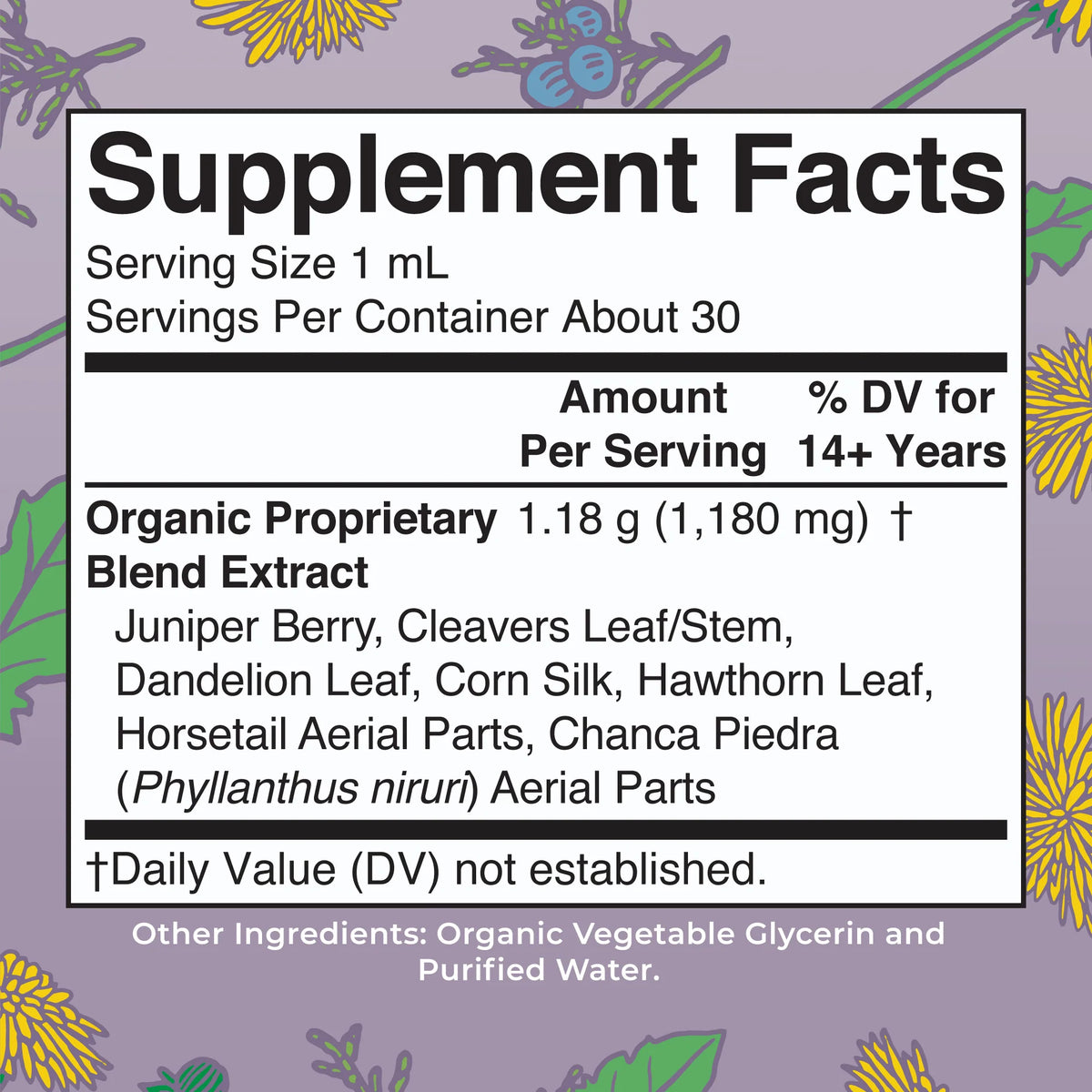 Organic Kidney & Bladder Herbal Blend Liquid Drops