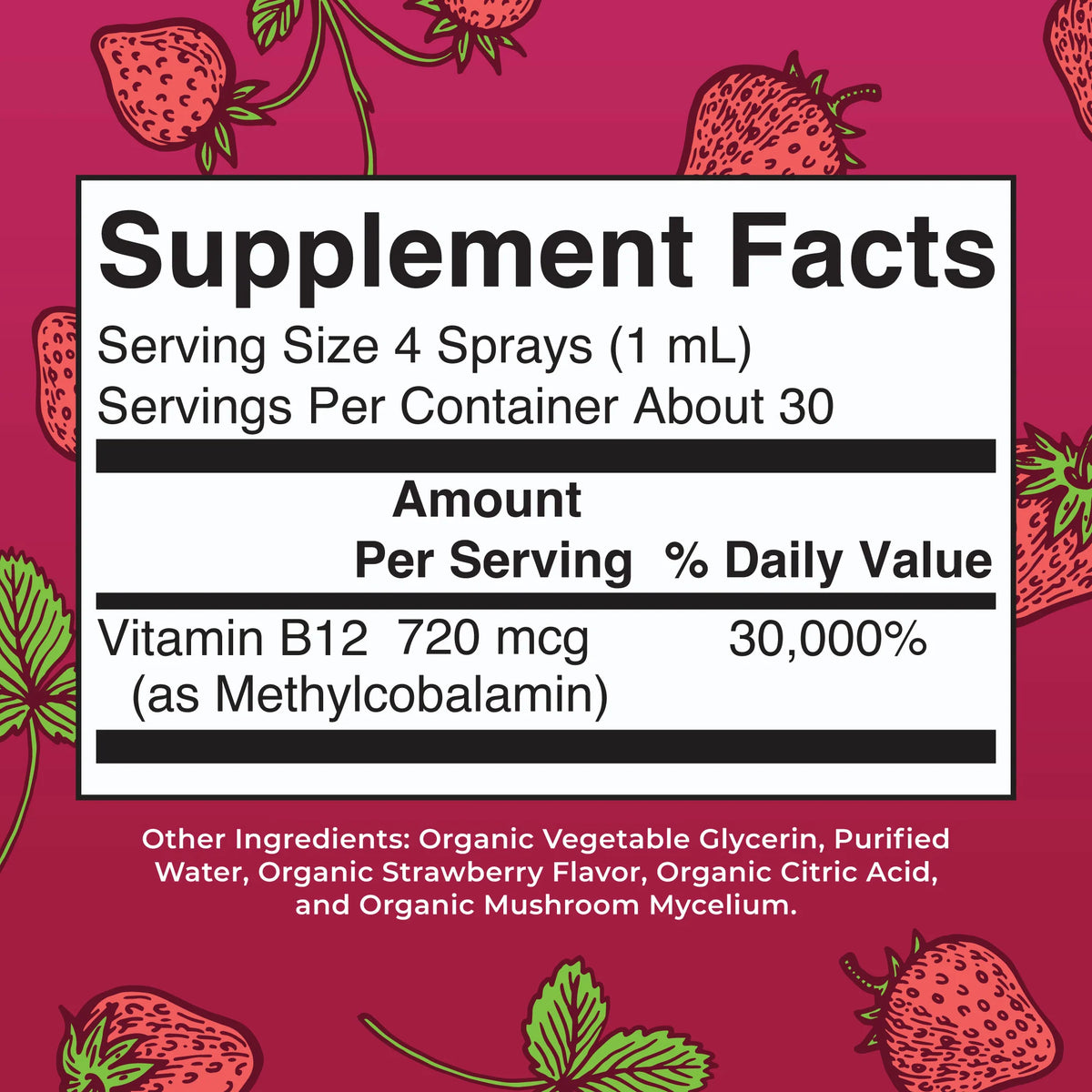 Methyl B12 Organic Spray, Strawberry